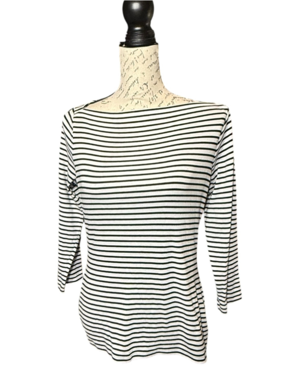 Women's The Limited Long Sleeve Striped Tee, Size S, White and Black